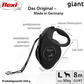 flexi Giant Black Edition L Dog Lead 8 m Strap Black