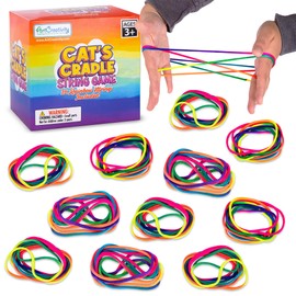 ArtCreativity Cat’s Cradle String Game for Kids - Set of 12 Strings for Cats Cradle - Looped 63 Inch Strings for Cats Cradle Game - Vintage Games and Retro Toys from The 90s - Vintage Fidget Toys