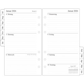 newestor 2026 Weekly Planner Insert Personal A6, 1 Week on 2 Pages with Tabs, 9.5 x 17.1 cm