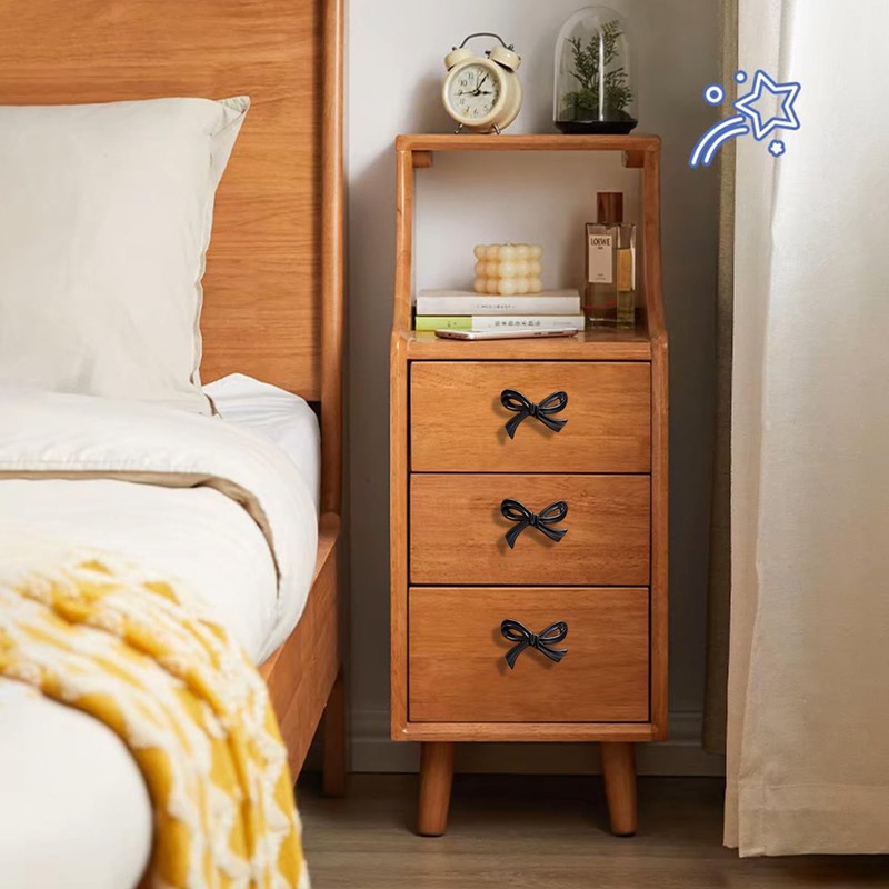 4 Pcs Black Bow Cabinet Knobs Vintage Bow Shape Cabinets