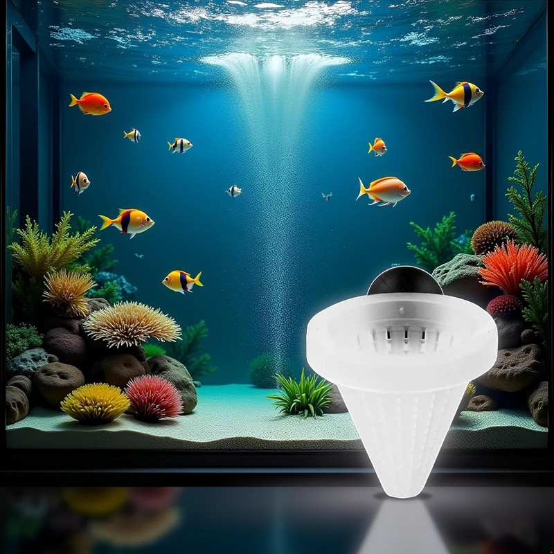 1 Pc White Cone Shape Aquarium Red Worm Fish Feeder