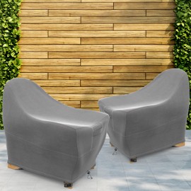 KHOMO GEAR Waterproof Patio Adirondack Chair Cover 2 Pack Size 32W x 34D x 36H Outdoor Furniture Cover Weatherproof Heavy Duty (Gray)