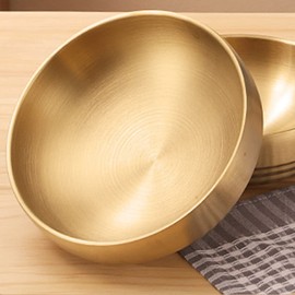 SyceePool Large Dog Bowl - Gold Stainless Steel, Study & Rust-Resistant, Brushed Surface, Stylish & Convenient Design, 7 Inch(W) 2.6 Inch(H)