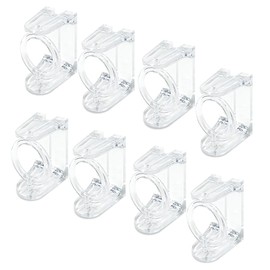 LELE LIFE 8pcs 360 Rotating Ring Curtain Rod Brackets, No Drilling, Unlimited Installation Angle, Self Adhesive Tension Rod Curtain Holders Hangers, Clear