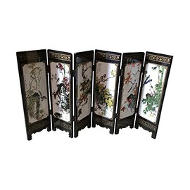 APERFECT Decorations for The Home, 6 Panel Divider, Mini Folding Screen, Chinese Lacquerware, Mini Desktop folding screen, Feng Shui Ornaments, Oriental Gift, Business Gift
