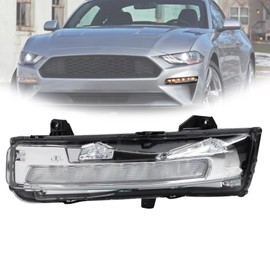 YEQSHNG Turn Signal W/O Len Assembly Compatible With 2018-2023 Ford Mustang Ecoboost Left Driver Side Bumper Front Fog Light DRL With Turn Signal Replacement JR3Z13201A JR3Z13200B