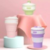 CL Taza Café Vaso Plegable De Silicon Con Tapa Y