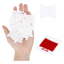 OZUXWOW Plastic Silk Bobbins Thread Card, Pack of 100 Cross Stitch Embroidery Thread Cards Floss Bobbins Card Holder Cross Stitch Thread Organiser for Yarn Storage