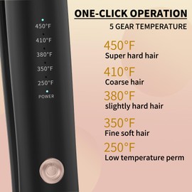 1 inch Hair Straightener Iron Ceramic Flat Iron 450 Degrees Hair Straightener and Curler 2 in 1 15s Fast Heat Straightening Iron for Hair (Black)