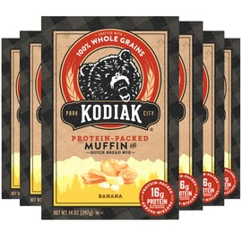 Kodiak Cakes Muffin Baking Mix, Banana, High Protein, 100% Whole Grains, (Pack of 6)