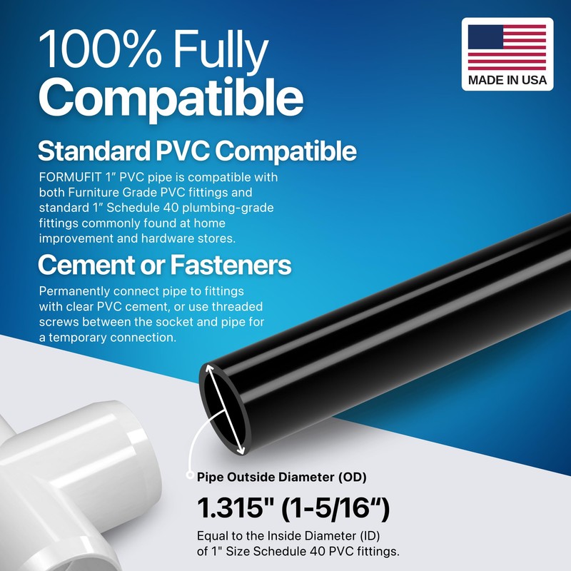 FORMUFIT PVC Pipe, 1" Size, (1.315" Actual OD) Sch 40