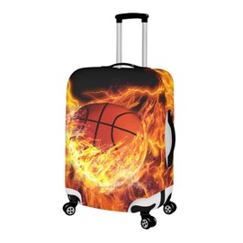 FOR U DESIGNS Luggage Cover Universal Fit for 22-25 Inch Washable Suitcase Cover Protector Basketball Print Elastic Luggage Case Cover Anti-Scratch