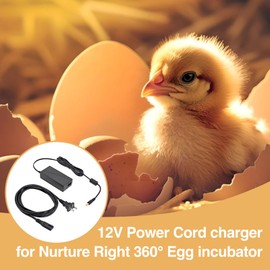 solsinsy 12V Power Supply Cord for Nurture Right 360° Egg Incubator Compatible with Nurture Right 360°Egg Incubator Parts for Temperature Humidity Control Hatching Charger Power Adapter