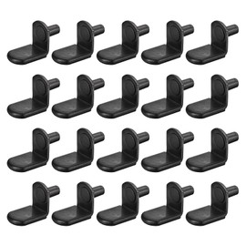 sourcing map Shelf Support Pegs, 25pcs 5mm(1/5") L-Shaped Support Bracket Pegs Shelf Pin with Rubber Sleeve for Furniture Shelves Supplies, Black