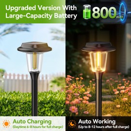 KOOPER Solar Pathway Lights Outdoor, 8 Pack Modern Brighter Solar Powered Landscape Path Lights, IP65 Waterproof Outdoor Solar Garden Lights for Yard Patio Driveway Walkway Lawn Sidewalk Decorative