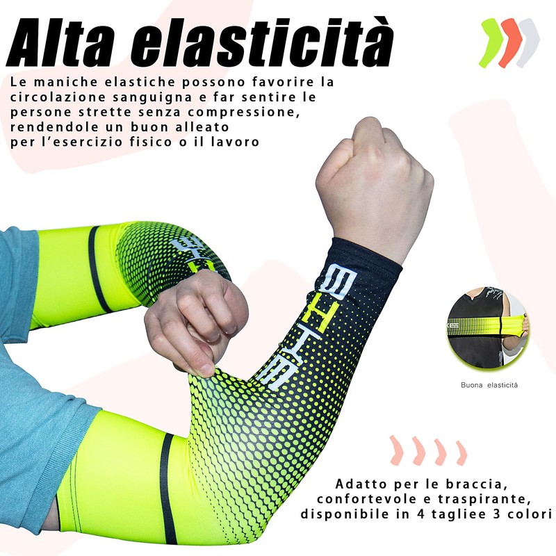 iColofun Manicotti Compressione Braccia per Ciclismo, Uomo Compressione Sportiva Manicotti