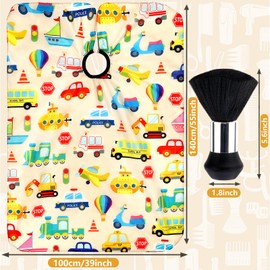 FEBSNOW Kids Hair Cutting Cape, Professional Barber Cape and Neck Duster Brush Cartoon Hairdresser Apron with Adjustable Closure for Children & Adults 55x39 Inches