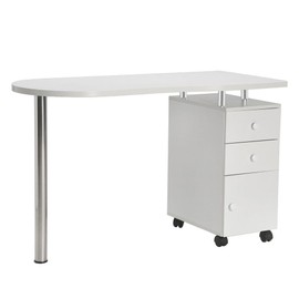 SVRCK Elegant Manicure Nail Table for Comfort and Organization, Durable Design with Storage Drawer, Sleek White Finish