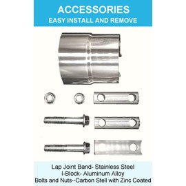 DecoHongDi 2.5 Inch Exhaust Clamps 2 Packs,2 1/2in Lap Joint Band Clamp 304 Stainless Steel for Muffler Pipe Repair,Catalytic Converters