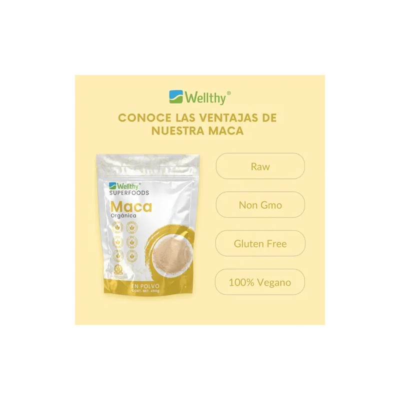 Maca En Polvo 450gr 90 Porciones Wellthy