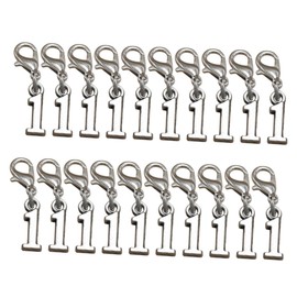 NUOBESTY 20pcs Alloy Arabic Numeral Pendants with Lobster Clasp for Diy Jewelry Making, Earrings, Bracelets, Keychains, Silver