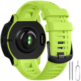 GEAK Compatible with Garmin Instinct 2/3 Watch Band 45mm,Soft Silicone Adjustable Replacement Strap Compatible with Garmin Watch Band/Instinct Esports/Solar/Tide Military/Tactical GPS Smartwatch-Lime