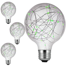 Diodesy– G30 LED Globe Bulbs, Green Fairy String Lights, 1.5W E26 Base, Non-Dimmable, 100-260V, Vintage Antique Style for Outdoor Porch, Holiday, Patio, Party & Bar Décor Pack of 4