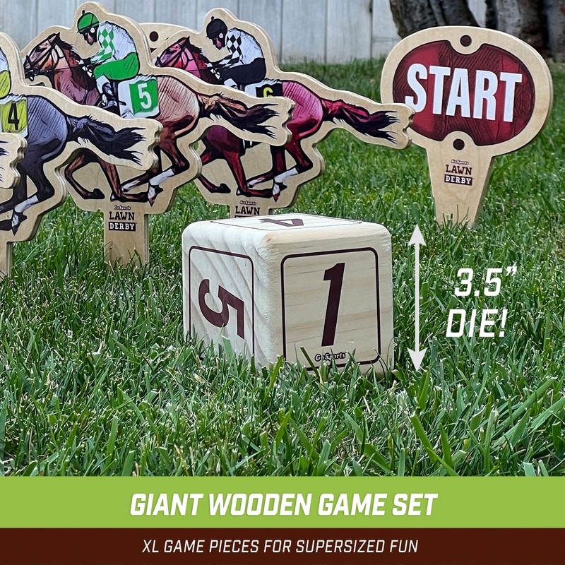 GoSports Lawn Derby Outdoor Horse Race Dice Game - Includes