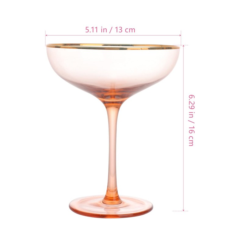 Pink Cocktail Glass with Gold Rim - Elegant Glassware for