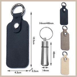 Cremation Keychain, Leather Cover, Waterproof, Dustproof, Silver Pendant, Includes Cremation Protection Case, Hair Holder Cover, Protection, Memorial Goods, Keepsake (Off-White)