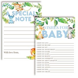 Amanda Creation Watercolor Jungle Animals Boy Baby Wishes Cards 20, 4"x6" - Great Keepsake and Fun Activity for Baby Showers - Wishes for Baby Keepsakes Last Generations - Fill-In, Double-Sided Cards