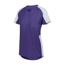 Augusta Sportswear Women's Standard Ladies Cutter Softball Jersey: Stylish and Lightweight V-Neck Tee Active Comfort, Purple/White, Medium