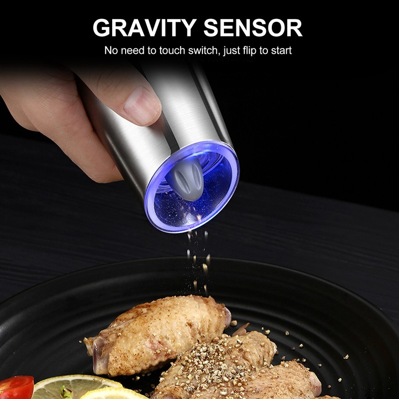 Salt and Pepper Grinder Electric Stainless Steel Gravity Sensor Adjustable