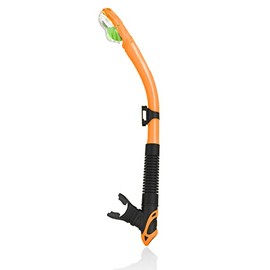 WACOOL Dry Top Snorkel Tube Comfortable Mouthpiece One-Way Purge Valve for Pool Open Water Scuba Lap Swimming Swimmer Training Diving Snorkeling (Orange)
