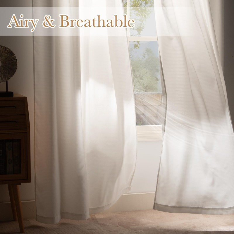 NICETOWN Non-See-Through White Privacy Sheer Curtains 90 Inches Long 2