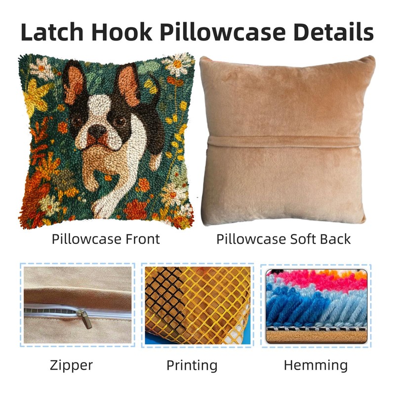 DIY Latch Hook Pillow Kits for Adults Cartoon Cute Boston