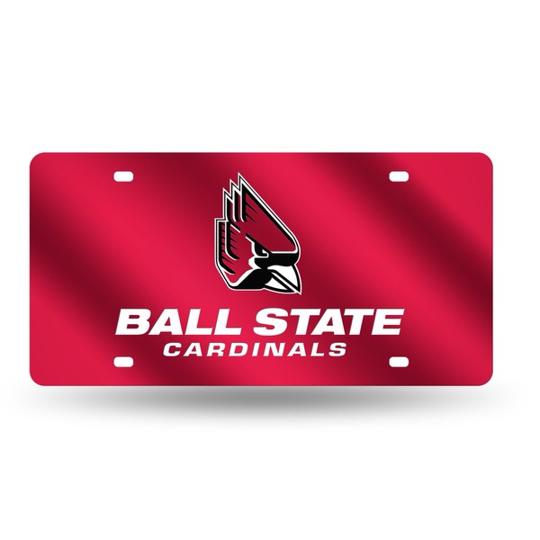 Rico Industries NCAA Ball State Cardinals Laser Inlaid Metal License Plate Tag, 6 x 12-"