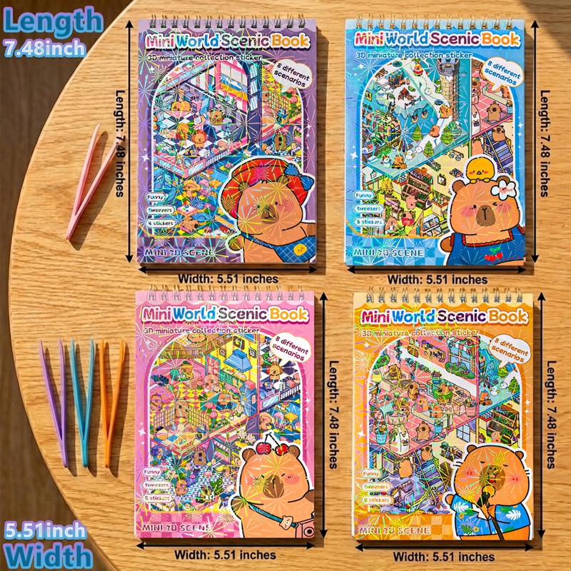 4 Sticker Books, 32 DIY 3D Scene Kits, Fun Creative