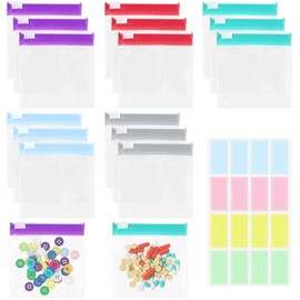 Pack of 15 Mini Zip Bags, Small, 7.5 x 7.5 cm, EVA Small Plastic Bags, Zip Bags, Pill Organiser, Resealable Bags, Multicoloured Pill Bags with Zip