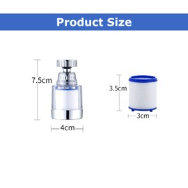 JOYOLA 2 Stück Wasserfilter Wasserhahn, Wasserhahn Filter für Trinkwasser 360° Wasserhahn Filter mit 5 Stück PP-Baumwollfilterelement Wasserhahnfilter für Zuhause, Küche, Bad, Waschbecken