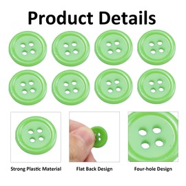 pson 100PCS 15mm Green Round Buttons, Flatback 4-Hole Decorative Buttons for DIY Projects, Arts, Crafts, Clothing