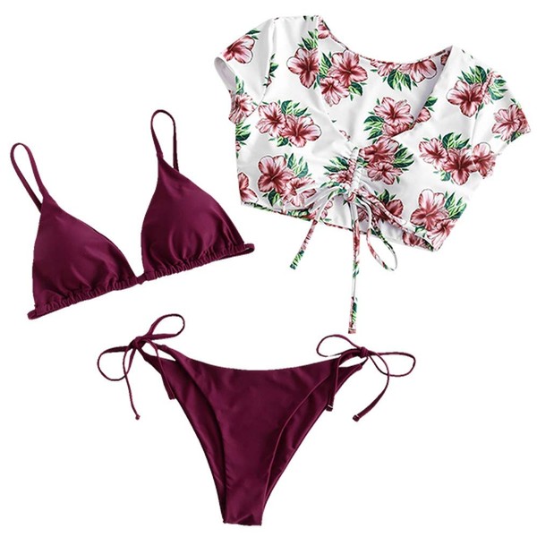 Zaful Padded Bikini Set, Tie-Dye Print, Pointed Triangle Cup, Low