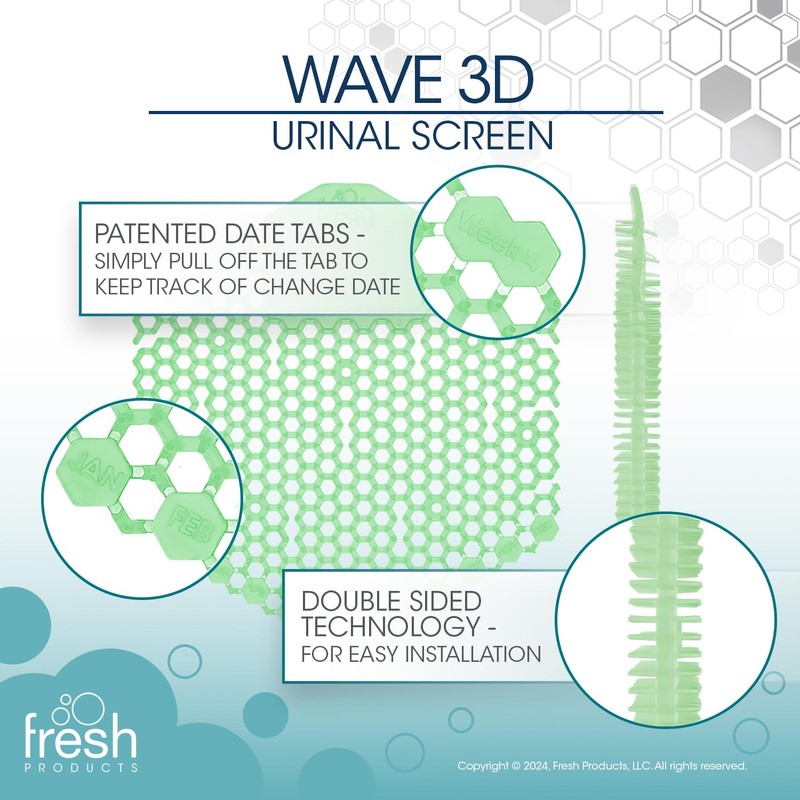 Fresh Products Wave 3D Urinal Screen Virtually Eliminates Urine Splash