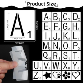 130 Pcs 4x4 Inch Letter,Symbol Stencils and Unfinished Square Wood Set Includes 100 Wood Squares,26 Alphabet Stencils,4 Pattern Stencil,Suitable for Crafting,DIY Wall Art,Painting