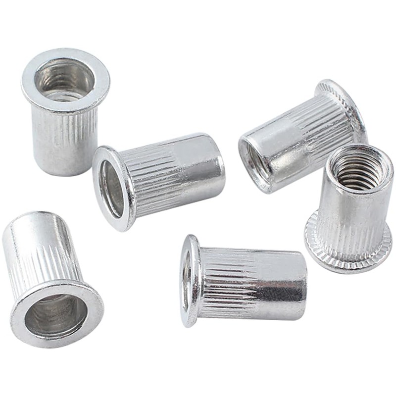BLLNDX 100PCS Aluminium Flange Rivet Nuts Pitch 1/4-20 Knurled Flat
