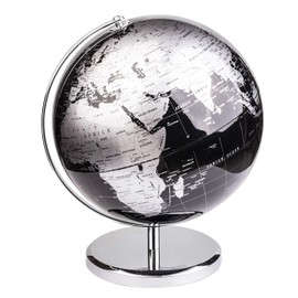 Exerz 10" World Globe Black - Stainless Steel Arc and Base - Educational/Geographic/Modern Desktop Decoration - Metallic Black