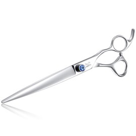 JASON 8" Straight Dog Grooming Scissors Long Pets Grooming Shears Premium Cats Trimming Kit with Offset Handle and a Jewelled Screw Sharp Comfortable