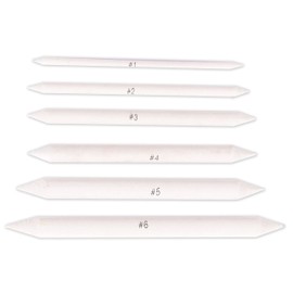 Vaessen Creative 1009-019 Paper Wiper, Blending Pen, Blending Stump, Sketching, 3D Drawing, Double Head, 6 Pieces, Various Sizes, White, One Size