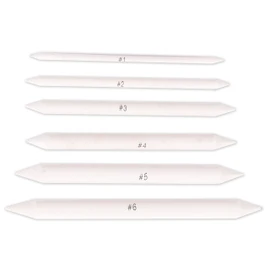 Vaessen Creative 1009-019 Paper Wiper, Blending Pen, Blending Stump, Sketching, 3D Drawing, Double Head, 6 Pieces, Various Sizes, White, One Size