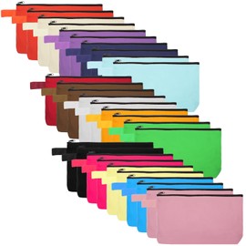 AOZUO 30 Pcs Makeup Bag, Multipurpose Large capacity Canvas Cosmetic Bag Bulk, Colorful Portable Travel Toiletry Pouch with Zipper for Women Travel Storage(9.8 x 5.2 Inch)